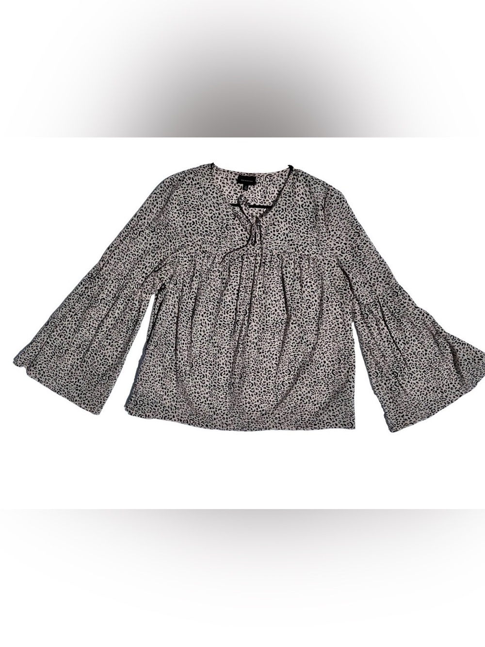 Who What Wear 100% Cotton Leopard Print Boho Bell Sleeve Blouse S A9-074